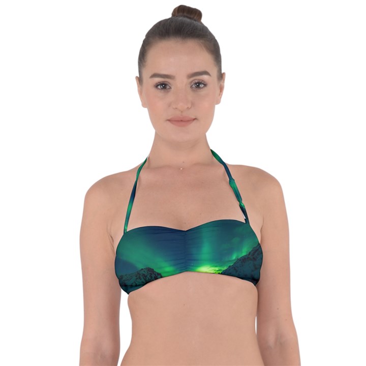 Iceland Aurora Borealis Tie Back Bikini Top