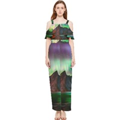 Aurora Borealis Nature Sky Light Draped Sleeveless Chiffon Jumpsuit by Grandong