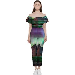 Aurora Borealis Nature Sky Light Bardot Ruffle Jumpsuit by Grandong