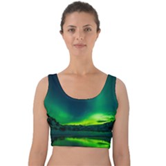 Iceland Aurora Borealis Velvet Crop Top by Grandong