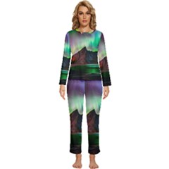 Aurora Borealis Nature Sky Light Womens  Long Sleeve Lightweight Pajamas Set by Grandong