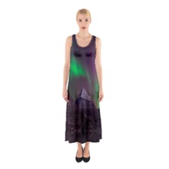 Aurora Northern Lights Phenomenon Atmosphere Sky Sleeveless Maxi Dress by Grandong