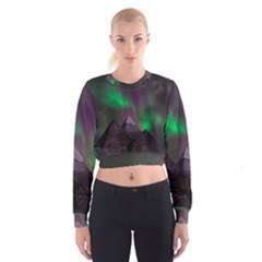 Aurora Northern Lights Phenomenon Atmosphere Sky Cropped Sweatshirt