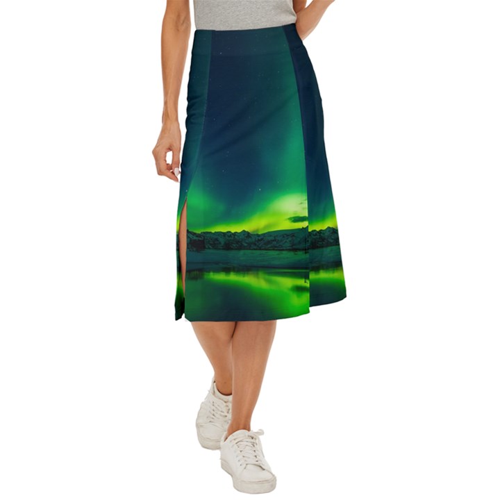 Iceland Aurora Borealis Midi Panel Skirt