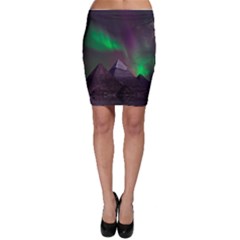 Aurora Stars Sky Mountains Snow Aurora Borealis Bodycon Skirt by Grandong