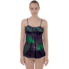 Aurora Northern Lights Phenomenon Atmosphere Sky Babydoll Tankini Top by Grandong