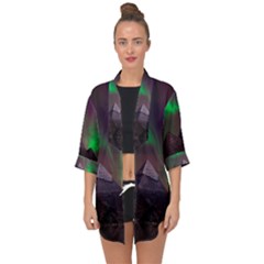 Aurora Northern Lights Phenomenon Atmosphere Sky Open Front Chiffon Kimono by Grandong