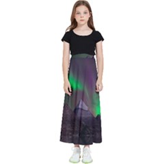 Aurora Northern Lights Phenomenon Atmosphere Sky Kids  Flared Maxi Skirt by Grandong