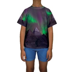 Aurora Northern Lights Celestial Magical Astronomy Kids  Short Sleeve Swimwear by Grandong