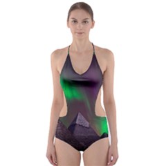 Aurora Northern Lights Celestial Magical Astronomy Cut-out One Piece Swimsuit by Grandong