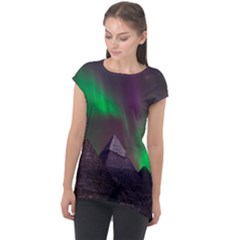 Aurora Northern Lights Celestial Magical Astronomy Cap Sleeve High Low Top by Grandong