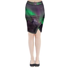 Aurora Northern Lights Celestial Magical Astronomy Midi Wrap Pencil Skirt by Grandong