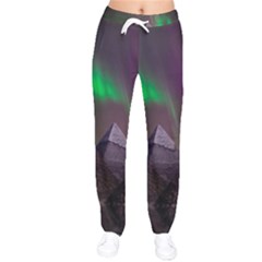 Aurora Northern Lights Phenomenon Atmosphere Sky Women Velvet Drawstring Pants by Grandong