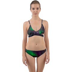 Aurora Northern Lights Celestial Magical Astronomy Wrap Around Bikini Set by Grandong