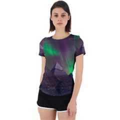 Aurora Northern Lights Phenomenon Atmosphere Sky Back Cut Out Sport T-shirt by Grandong