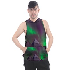 Aurora Northern Lights Phenomenon Atmosphere Sky Men s Sleeveless Hoodie by Grandong