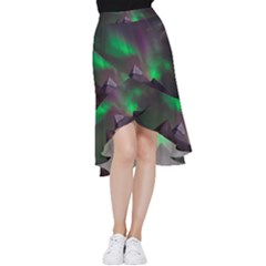 Aurora Northern Lights Phenomenon Atmosphere Sky Frill Hi Low Chiffon Skirt by Grandong