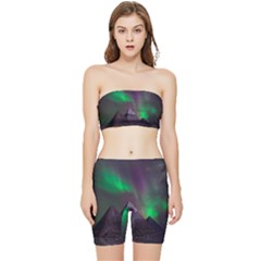 Aurora Northern Lights Phenomenon Atmosphere Sky Stretch Shorts And Tube Top Set by Grandong