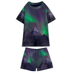 Aurora Northern Lights Celestial Magical Astronomy Kids  Swim T-shirt And Shorts Set by Grandong