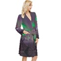 Aurora Stars Sky Mountains Snow Aurora Borealis Long Sleeve Velvet Robe View3