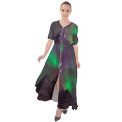 Aurora Northern Lights Celestial Magical Astronomy Waist Tie Boho Maxi Dress by Grandong