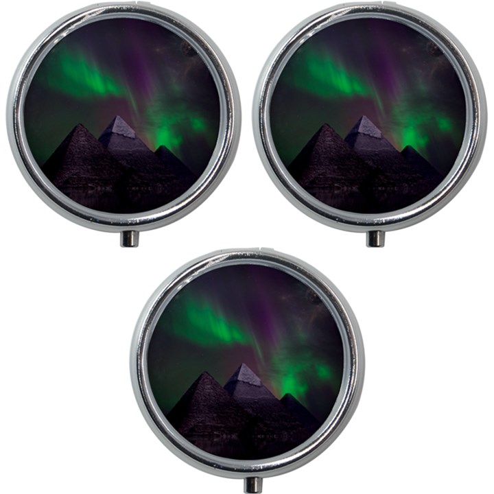 Aurora Northern Lights Celestial Magical Astronomy Mini Round Pill Box (Pack of 3)