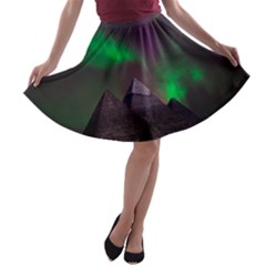 Fantasy Pyramid Mystic Space Aurora A-line Skater Skirt by Grandong