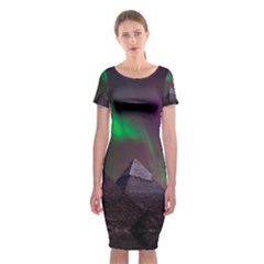 Fantasy Pyramid Mystic Space Aurora Classic Short Sleeve Midi Dress