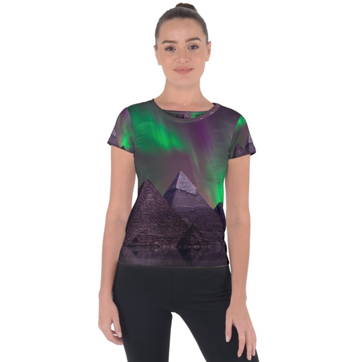 Fantasy Pyramid Mystic Space Aurora Short Sleeve Sports Top 