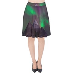 Fantasy Pyramid Mystic Space Aurora Velvet High Waist Skirt by Grandong