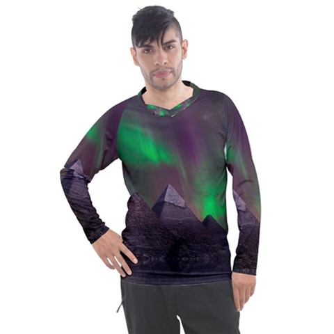 Fantasy Pyramid Mystic Space Aurora Men s Pique Long Sleeve T-shirt by Grandong