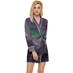 Fantasy Pyramid Mystic Space Aurora Long Sleeve Satin Robe by Grandong