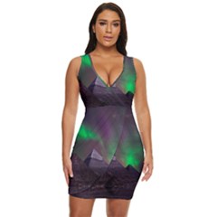 Fantasy Pyramid Mystic Space Aurora Draped Bodycon Dress by Grandong