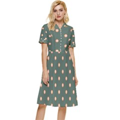 Modern Minimalist Seamless Pattern Button Top Knee Length Dress