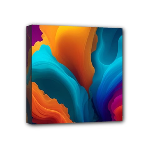 Colorful Fluid Art Abstract Modern Mini Canvas 4  X 4  (stretched)