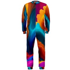 Colorful Fluid Art Abstract Modern Onepiece Jumpsuit (men) by Ravend