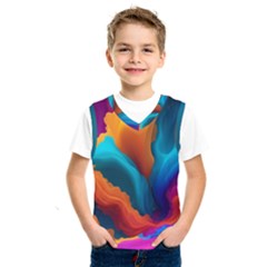 Colorful Fluid Art Abstract Modern Kids  Basketball Tank Top by Ravend