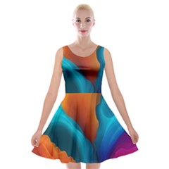 Colorful Fluid Art Abstract Modern Velvet Skater Dress by Ravend