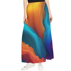 Colorful Fluid Art Abstract Modern Maxi Chiffon Skirt by Ravend