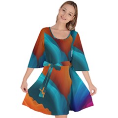 Colorful Fluid Art Abstract Modern Velour Kimono Dress