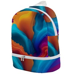 Colorful Fluid Art Abstract Modern Zip Bottom Backpack by Ravend