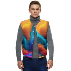 Colorful Fluid Art Abstract Modern Men s Button Up Puffer Vest	 by Ravend