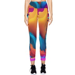 Colorful Fluid Art Abstract Modern Pocket Leggings  by Ravend