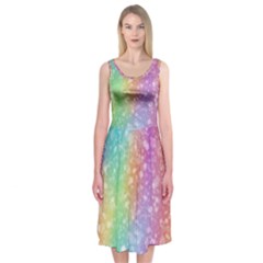 Rainbow Colors Spectrum Background Midi Sleeveless Dress by Ravend