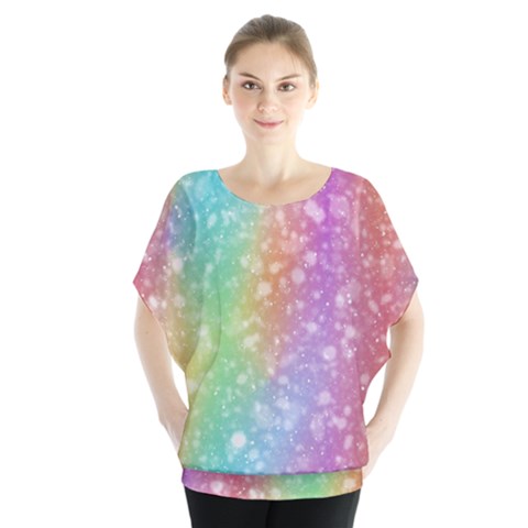 Rainbow Colors Spectrum Background Batwing Chiffon Blouse by Ravend