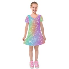 Rainbow Colors Spectrum Background Kids  Short Sleeve Velvet Dress by Ravend