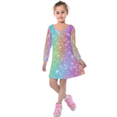 Rainbow Colors Spectrum Background Kids  Long Sleeve Velvet Dress