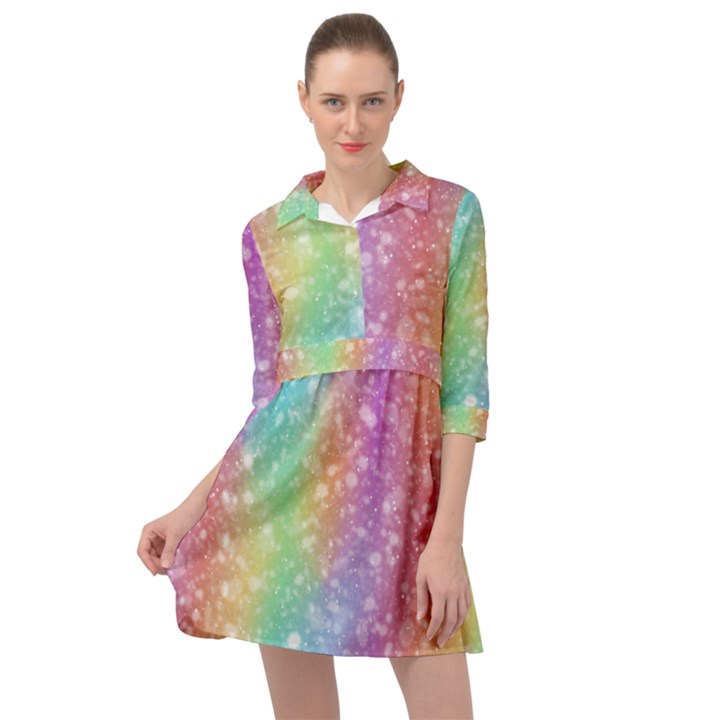 Rainbow Colors Spectrum Background Mini Skater Shirt Dress