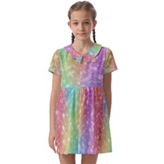 Rainbow Colors Spectrum Background Kids  Asymmetric Collar Dress by Ravend