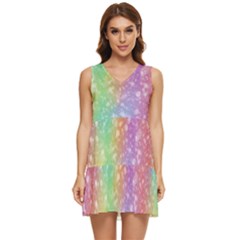 Rainbow Colors Spectrum Background Tiered Sleeveless Mini Dress by Ravend